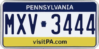 PA license plate MXV3444