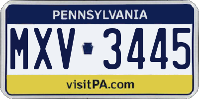 PA license plate MXV3445