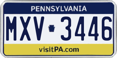 PA license plate MXV3446