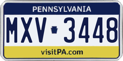 PA license plate MXV3448