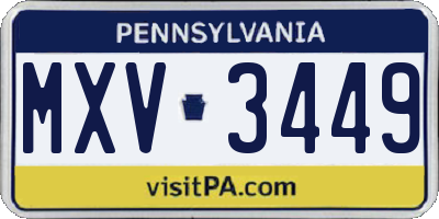 PA license plate MXV3449
