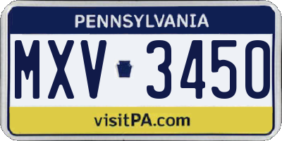 PA license plate MXV3450