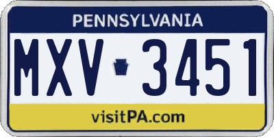 PA license plate MXV3451