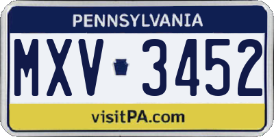 PA license plate MXV3452
