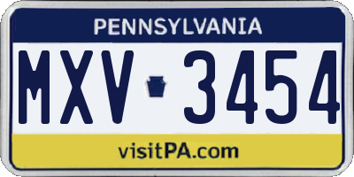PA license plate MXV3454