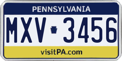 PA license plate MXV3456