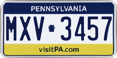 PA license plate MXV3457