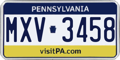 PA license plate MXV3458