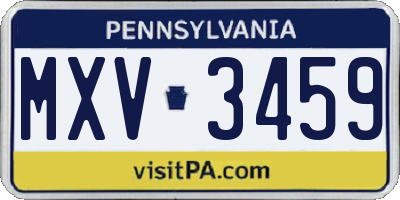 PA license plate MXV3459