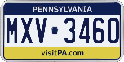 PA license plate MXV3460