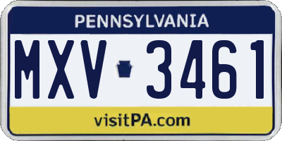 PA license plate MXV3461