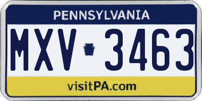 PA license plate MXV3463