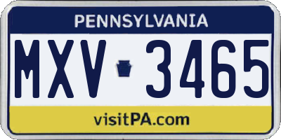 PA license plate MXV3465