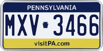 PA license plate MXV3466