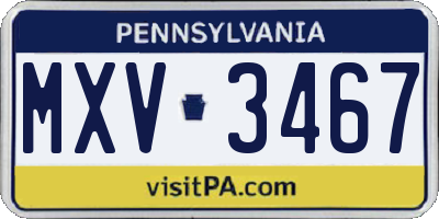 PA license plate MXV3467