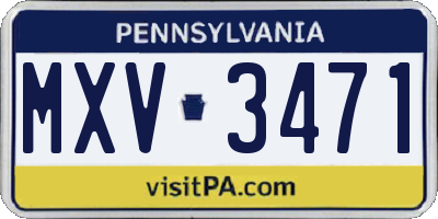 PA license plate MXV3471
