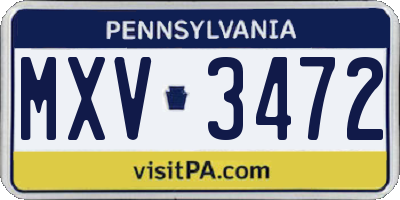 PA license plate MXV3472