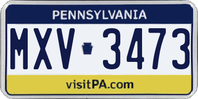 PA license plate MXV3473