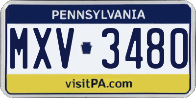 PA license plate MXV3480