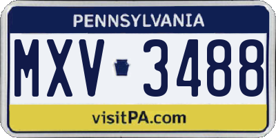PA license plate MXV3488