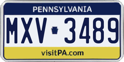 PA license plate MXV3489