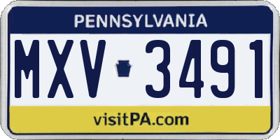 PA license plate MXV3491