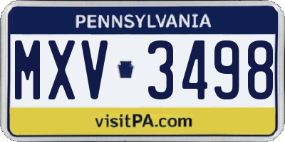 PA license plate MXV3498