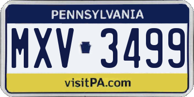 PA license plate MXV3499