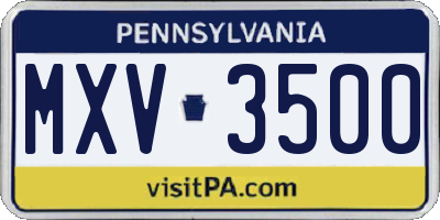PA license plate MXV3500