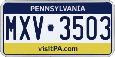 PA license plate MXV3503