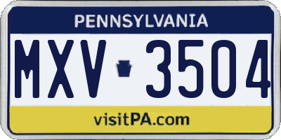 PA license plate MXV3504