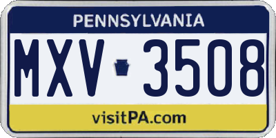 PA license plate MXV3508