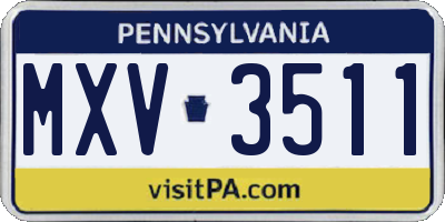 PA license plate MXV3511