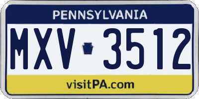 PA license plate MXV3512