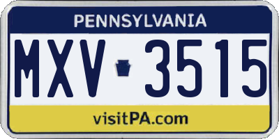 PA license plate MXV3515