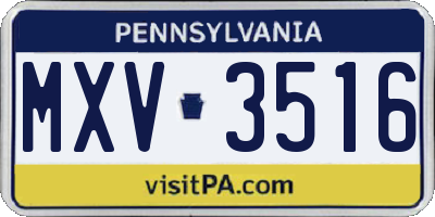 PA license plate MXV3516