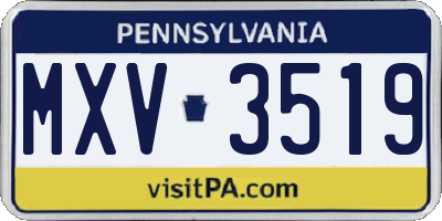 PA license plate MXV3519