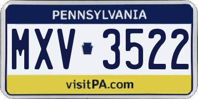 PA license plate MXV3522