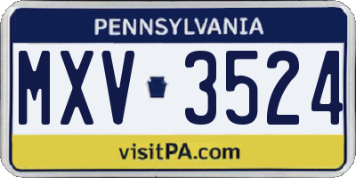 PA license plate MXV3524