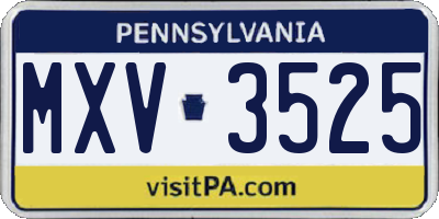 PA license plate MXV3525