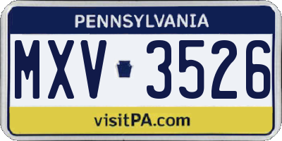 PA license plate MXV3526