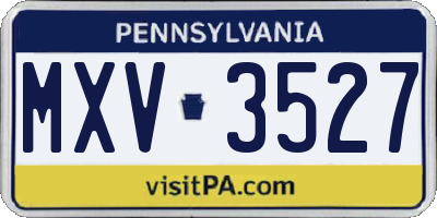 PA license plate MXV3527