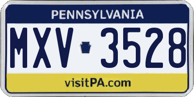 PA license plate MXV3528