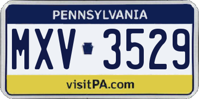 PA license plate MXV3529