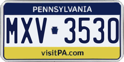 PA license plate MXV3530