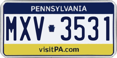 PA license plate MXV3531