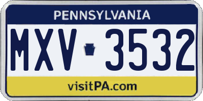 PA license plate MXV3532