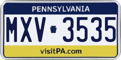 PA license plate MXV3535