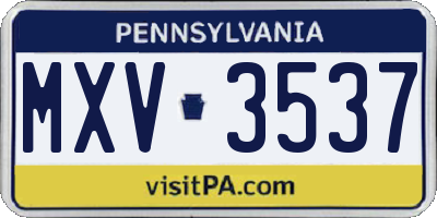 PA license plate MXV3537