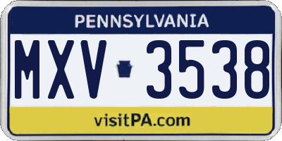 PA license plate MXV3538